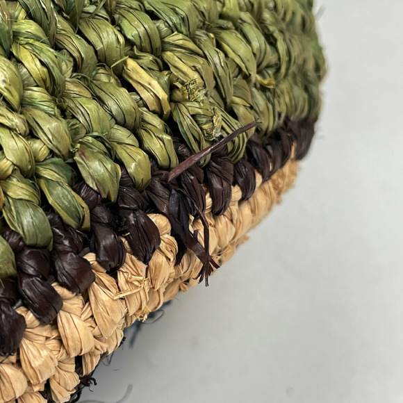 Balenciaga logo handbag basket bag tote raffia Navy Blue multicolor - Picture 3 of 7